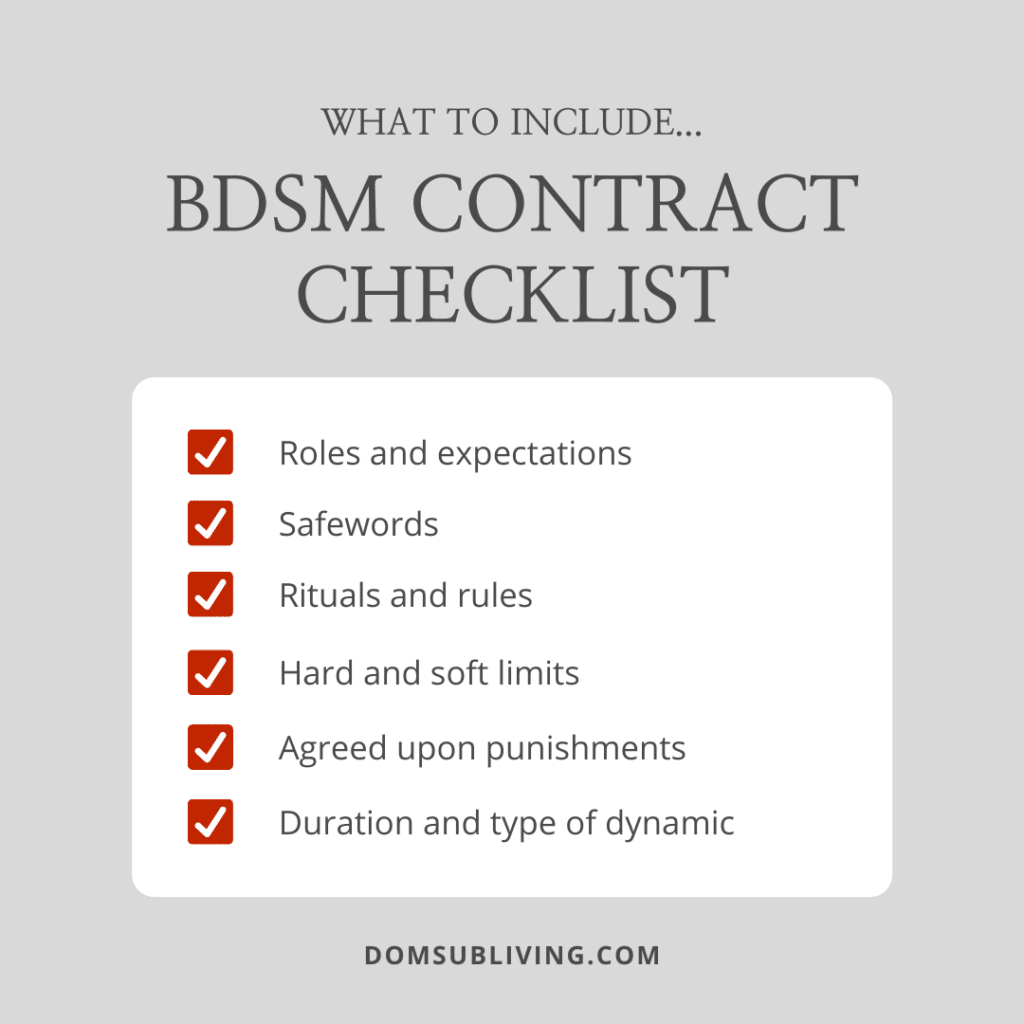 Sample BDSM Contract Checklist
